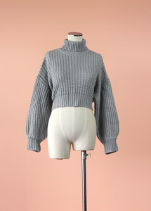 Shein - Light Grey Balloon Sleeve Knit Jumper, Size 8-10 - Styled in Seconds