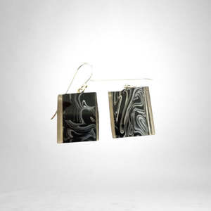 Colourful Beads Earrings: 6010504MP17Q00 COLOURFUL CUBES Black/Whitemarble short hook
