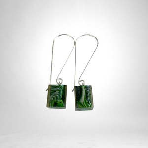 Colourful Beads Earrings: 6010501MP16Q00 COLOURFUL CUBES Green marble long hook