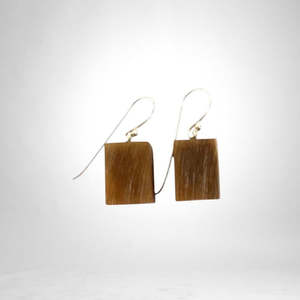Colourful Beads Earrings: 6010503WOODQ00Q00 COLOURFUL CUBES brushed brown short hook (Last one)