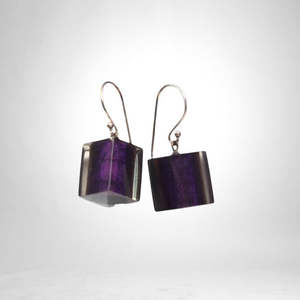 Colourful Beads Earrings: 6010503PURPQ00 COLOURFUL CUBES purp short hook