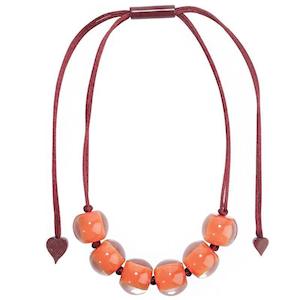Colourful Beads Summer 22: 4010120YP02Q06 COLOURFUL BEADS Orange Bead Red Cord adj