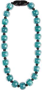 4010132197Q23 COLOURFUL BEADS blue beads/black cord 55cm