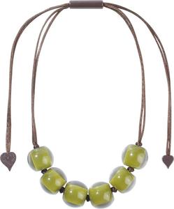 40101209190Q06 COLOURFUL BEADS Green Bead Brown Cord adjustable