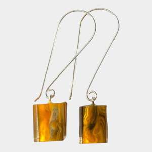 Colourful Beads Earrings: 6010501MP18Q00 COLOURFUL CUBES Yellow marble long hook