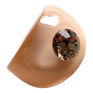 6050603PEACQL  Brillant Single stone Milky Peach w Clear peach stone Stone Lge