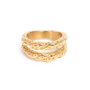 Double band textured Ring - Gold