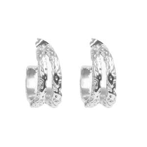 A C Oslo: Pure Steel and 14k Double Hoop Earrings