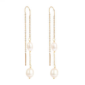 A C Oslo: Long Thread Earrings with Freshwater Pearls