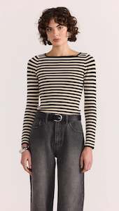 Clothing: Staple the Label Lana Stripe Knit Top - Black/Cream