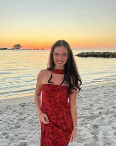 Peppermayo: Under The Pagoda Maxi Dress | Deep Red Floral