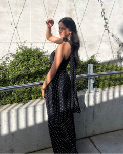 39 Rentals: Under The Pagoda Maxi Dress | Black Polka