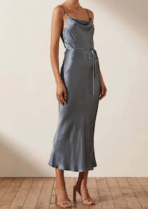 Midi: *BUY NOW* La Lune Bias Cowl Midi Smoke Blue (Size XL)