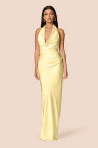 Full Length: Penelope Cowl Neck Gown Lemon