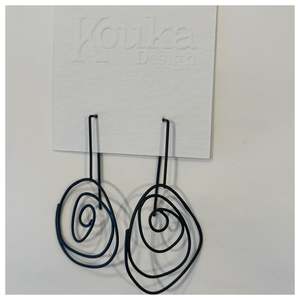 Kouka Design: Circle Scribble Oxidized Silver Earrings