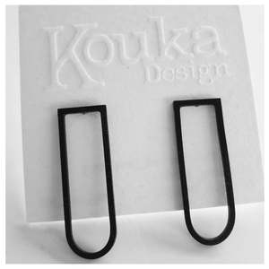 Kouka Design: Black U Shape Stud Earrings
