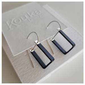 Square Silver Rubber Earrings