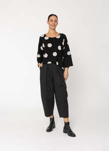 Two By Two: Riza Sweatshirt - Black Polka Dot - Two by Two