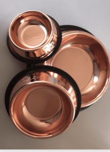 Products: Rose Gold Stainless Steel Pet Bowl - Styley Pets
