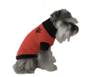 Sweater - Red with Black Paw - Styley Pets