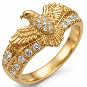 Bold Elegant Jewelry Collection: Golden Crest Eagle Ring - Unisex