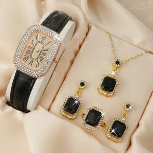 Bold Elegant Jewelry Collection: Diva-Shine Diamond Quartz Watch Set