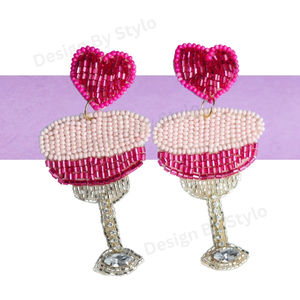 Products: Beaded Wine Glass Love Earrings