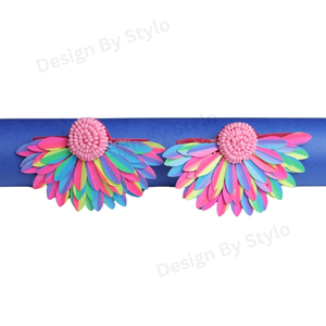Products: Neon Rainbow Feather Beaded Earrings