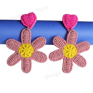 Products: “Pink Blossom” Beaded Earrings