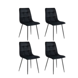 Dining chairs: Swade Dining Chairs In Black Velvet With Black Steel Legs Set of 4