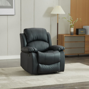 Armchairs: SX Deluxe PU Leather 1 Seater Black Recliner