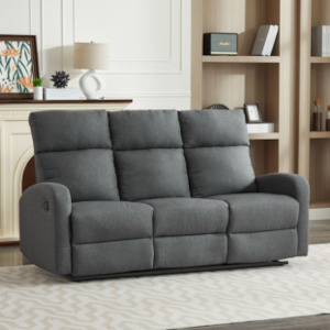 SX Dark Grey Linen 3 Seater Recliner