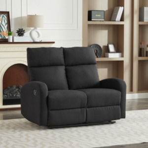 SX Black Linen 2 Seater Recliner