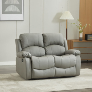 4 Seater Couches: SX Deluxe PU Leather 2 Seater Light Grey Recliner