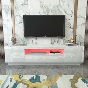 Entertainment Units: Senti White RGB LED Lighting TV Unit