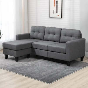 Suites 1: Koa Sectional L Shape Sofa Deep Grey with buttons