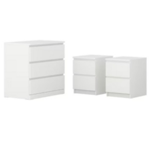 St7 Post Haste 3 Boxes: 'Monaco' Bedroom Set (Bedside Table*2 + Chest of 3 Drawers)