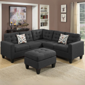 Woodley Sectional Reversible Sofa (Laf Loveseat+Raf Loveseat & Ottoman)
