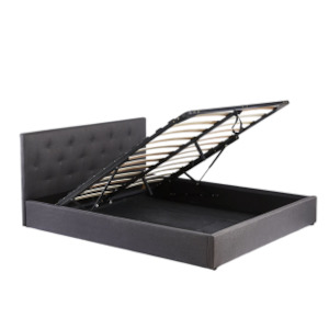 Double Bed Frame Base: Pilkington Fabric Bed Frame with massive storage Dark Grey Double
