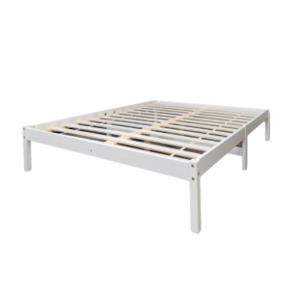 Double Bed Frame Base: Hartland Solid Wood Bed Base White Double