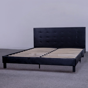 Double Bed Frame Base: Lucca Bed Frame Black Velvet Double