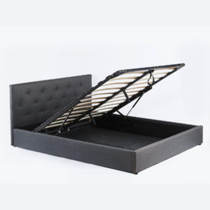 St2 Mainfreight Depot Small: Pilkington Fabric Bed Frame with massive storage Dark Grey Double