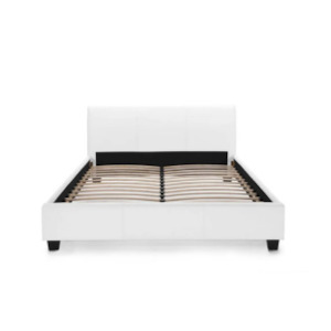 Queen Bed Frame Base: Vernazza Shangrila PU Leather Bed Frame White Queen
