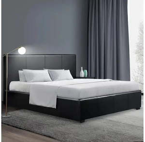 Vernazza Shangrila PU Leather Bed Frame Black Queen