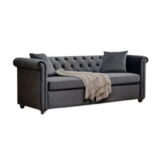Gaara Velvet 3 Seater Sofa Dark Grey