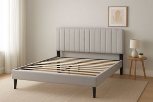 Bed Frames And Bases: Wyllie Bed Frame Light Grey Double