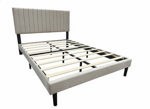 Wyllie Bed Frame Light Grey Queen