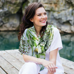All: Silk Scarf New Zealand White Flowers