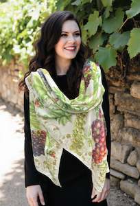 Silk & Wool Scarf - Grapes