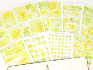 Full Half Quarter Boxes: Color Palette Deco Stickers for Journals & Planners: Yellow